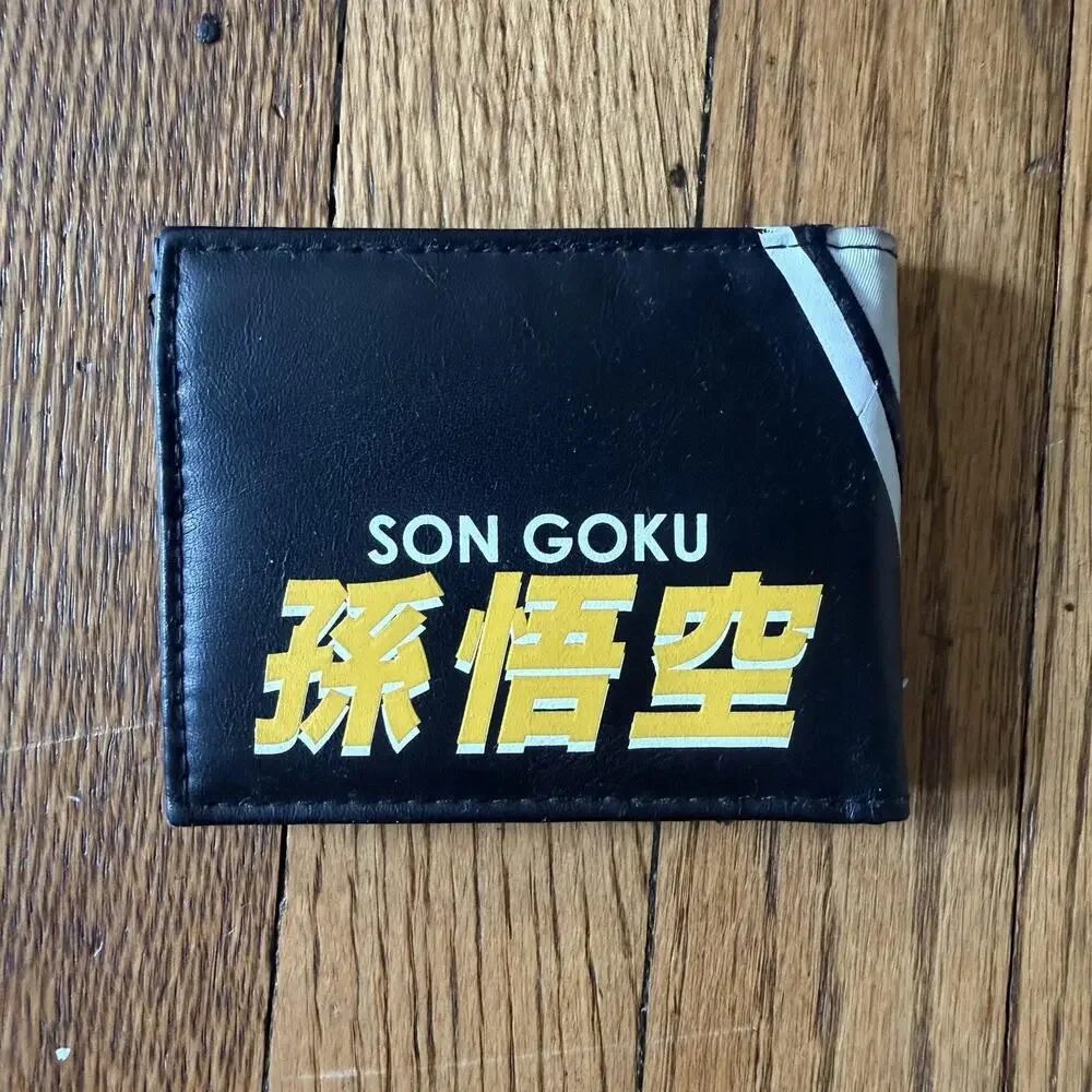 Bioworld DragonballZ Wallet Mens Goku Bifold Faux Leather Black Yellow